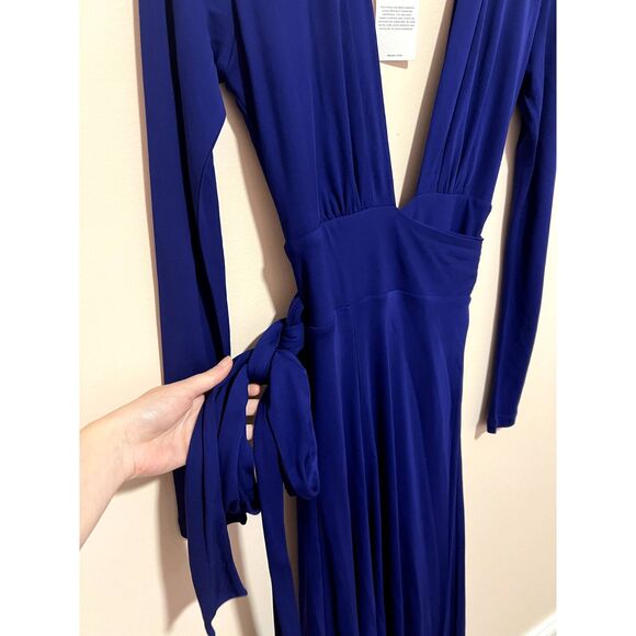 NWT Reiss Bailey Plunge Wrap Maxi Dress in Cobalt Blue Women's Size 4 - Picture 12 of 13